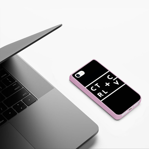 Чехол для iPhone 5/5S матовый Ctrl-c,Ctrl-v Программирование, цвет розовый - фото 5