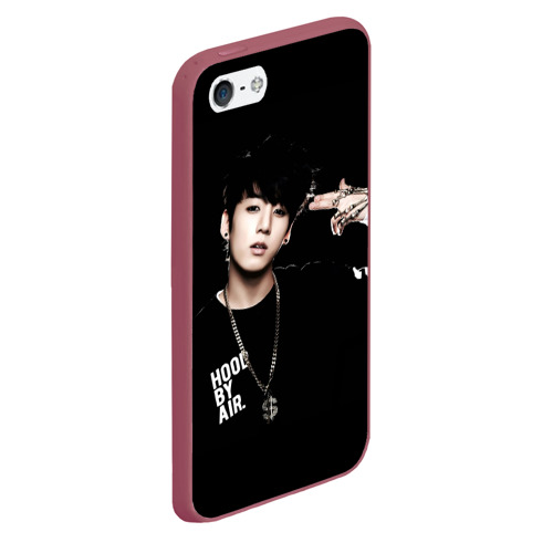 Чехол для iPhone 5/5S матовый BTS K-pop, цвет малиновый - фото 3