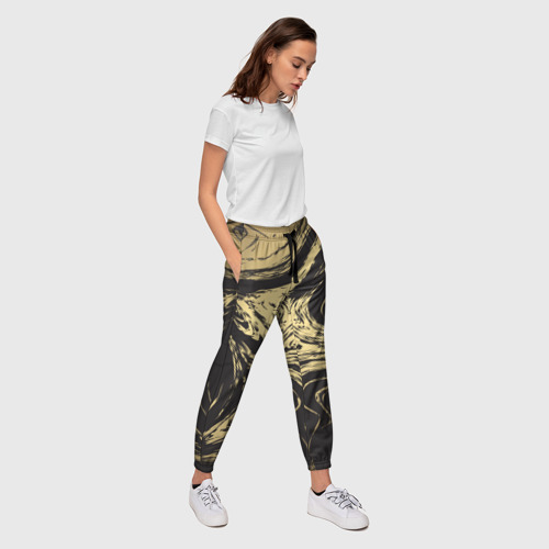 Женские брюки 3D Золотые реки, цвет 3D печать - фото 5