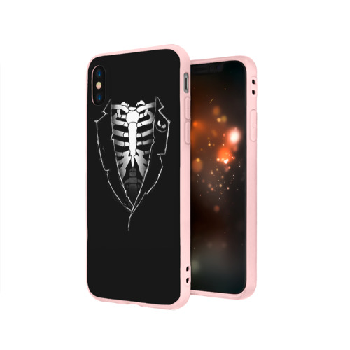 Чехол для iPhone X матовый Скелет, цвет светло-розовый - фото 3