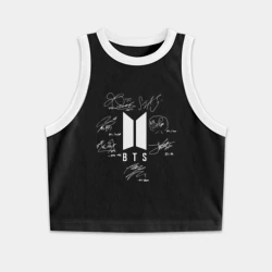 Женская укороченная майка-топ хлопок Автографы BTS