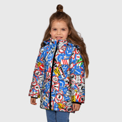 Зимняя куртка для девочек 3D Дорожные знаки. Стикербомбинг - фото 2