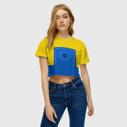 Женская футболка Crop-top 3D Спецовка желтенького персонажа - фото 2
