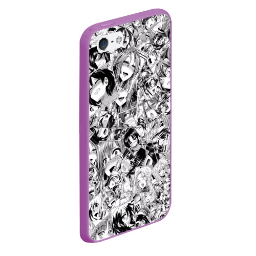 Чехол для iPhone 5/5S матовый Manga ahegao, цвет фиолетовый - фото 3