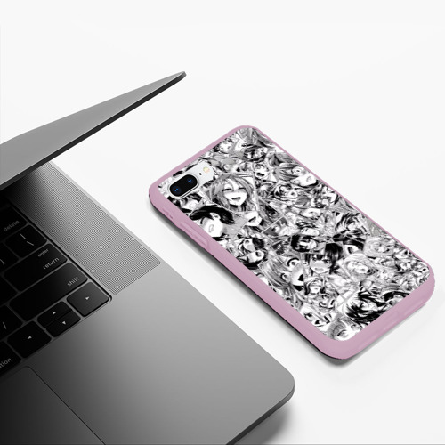 Чехол для iPhone 7Plus/8 Plus матовый Manga ahegao, цвет розовый - фото 5