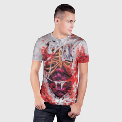 Мужская футболка 3D Slim Кровь и грудная клетка - фото 2