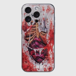Чехол для iPhone 15 Pro силиконовый с защитой камеры Маскарадная кровь и грудная клетка зомби для косплея