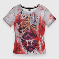 Женская футболка 3D Slim Кровь и грудная клетка