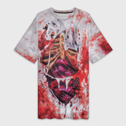 Платье-футболка 3D Кровь и грудная клетка
