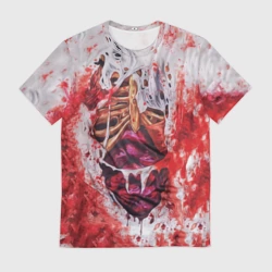 Мужская футболка 3D Маскарадная кровь и грудная клетка зомби для косплея