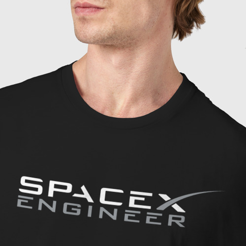 Мужская футболка хлопок Spacex engineer, цвет черный - фото 6