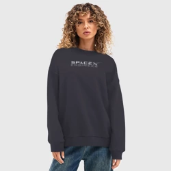 Женский свитшот oversize без начеса хлопок Spacex engineer - фото 2