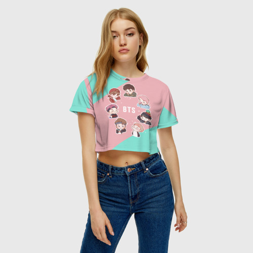 Женская футболка Crop-top 3D BTS, цвет 3D печать - фото 3