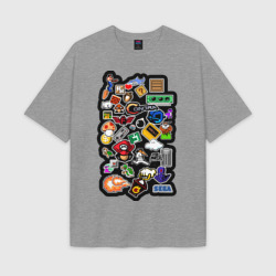 Женская футболка Oversize хлопок texturе Стикеры 8бит