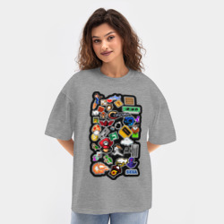 Женская футболка Oversize хлопок texturе Стикеры 8бит - фото 2