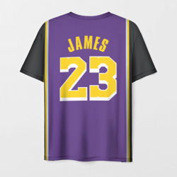 Футболка с принтом James LA Lakers 2019 для мужчины, вид сзади №1. Цвет основы: белый