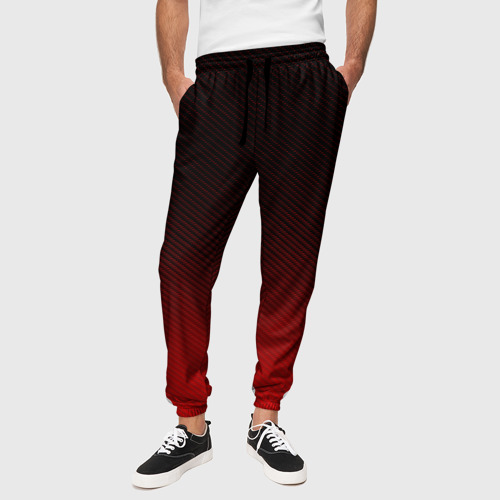 Мужские брюки 3D Red carbon, цвет 3D печать - фото 4