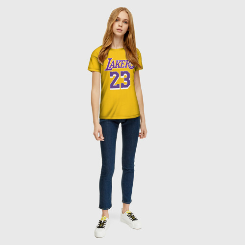 Женская футболка 3D James 18-19 LA Lakers home, цвет 3D печать - фото 5