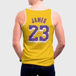 Майка с принтом James 18-19 LA Lakers home для ребенка, вид на модели сзади №2. Цвет основы: белый