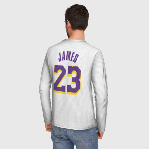 Мужской лонгслив 3D с принтом James 18-19 third LA Lakers, вид сзади #2