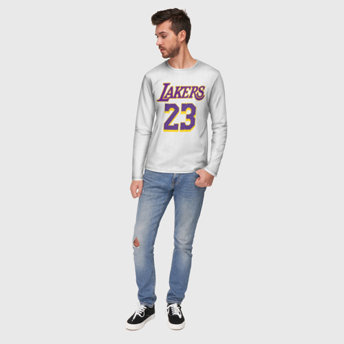 Мужской лонгслив 3D с принтом James 18-19 third LA Lakers, вид сбоку #3