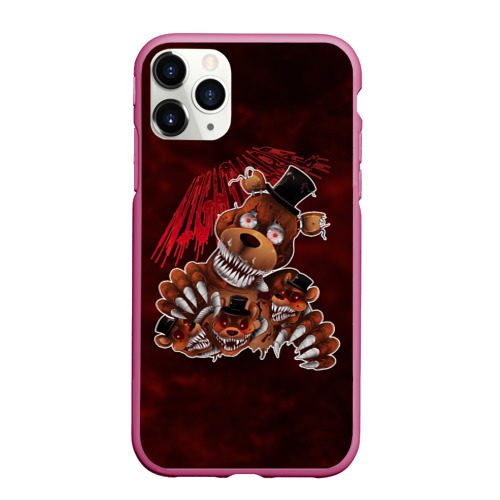 Чехол для iPhone 11 Pro Max матовый Five Nights at Freddy’s, цвет малиновый