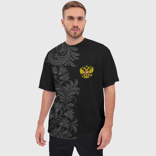 Мужская футболка oversize 3D Герб России и Орнамент, цвет 3D печать - фото 3
