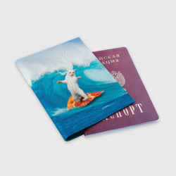 Обложка для паспорта матовая кожа Кот Серфер - фото 2