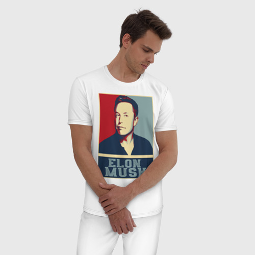 Мужская пижама хлопок Илон Маск #3, цвет белый - фото 3