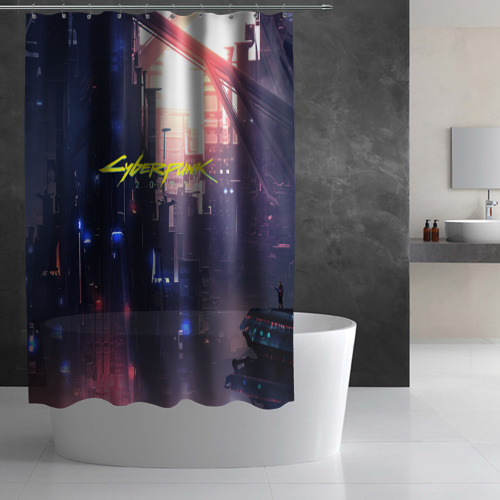 Штора 3D для ванной Cyberpunk 2077 - фото 2