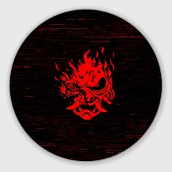 Круглый коврик для мышки Cyber Oni 2077 demon