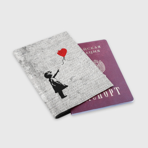 Обложка для паспорта матовая кожа Бэнкси: Девочка с Шаром, цвет черный - фото 3
