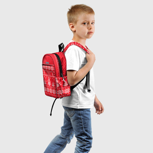 Детский рюкзак 3D с принтом Новогодний Стас, вид сзади #1