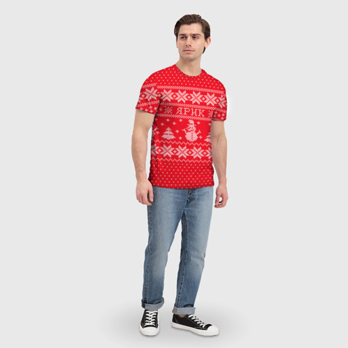 Мужская футболка 3D с принтом Новогодний Ярик, вид сбоку #3