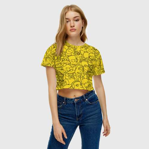 Женская футболка Crop-top 3D Симпсоны, цвет 3D печать - фото 3