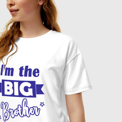 Женская футболка хлопок Oversize Big brother, цвет белый - фото 3
