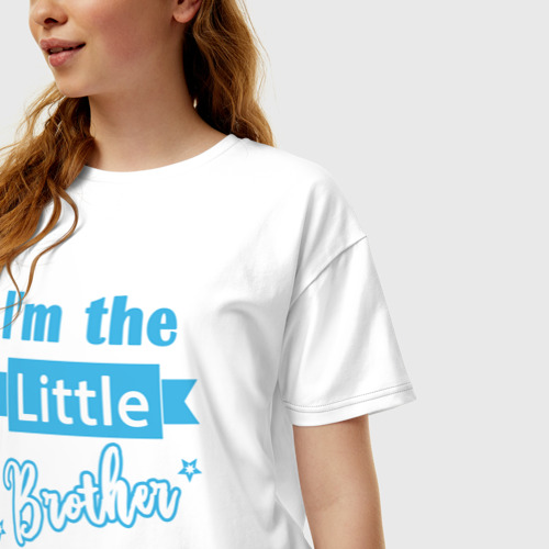 Женская футболка хлопок Oversize Little Brother, цвет белый - фото 3