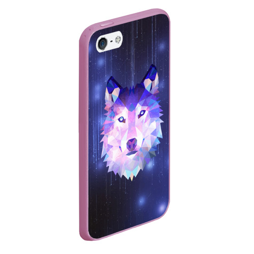 Чехол для iPhone 5/5S матовый Космический Волк, цвет розовый - фото 3