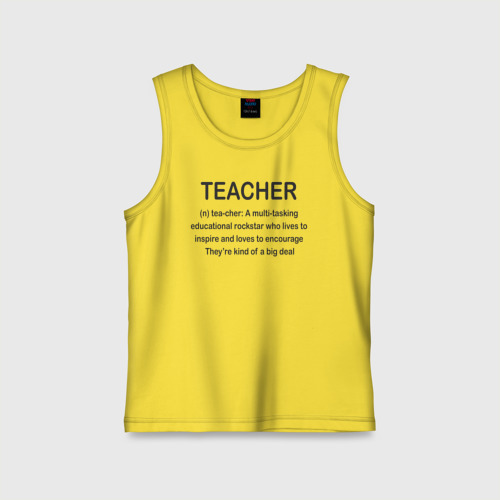 Детская майка хлопок Teacher, цвет желтый