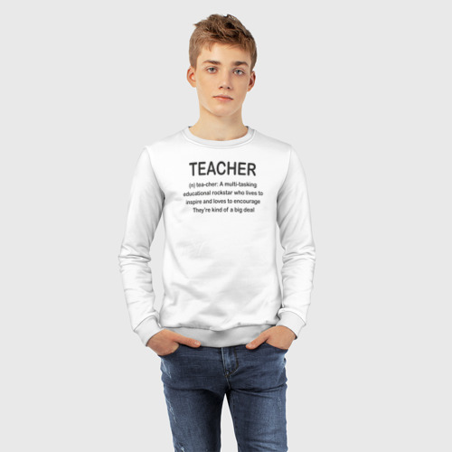 Детский свитшот хлопок Teacher, цвет белый - фото 7