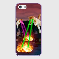 Чехол для iPhone 5/5S матовый Кошачья атака лазерами - мем авиация