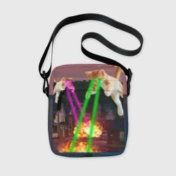 Сумка через плечо 3D Кошачья атака лазерами - мем авиация