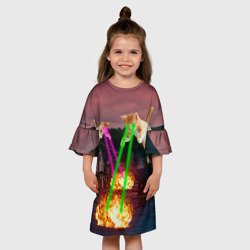 Детское платье 3D Кошачья атака лазерами - мем авиация - фото 2