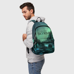 Рюкзак с принтом Skyrim для любого человека, вид спереди №2. Цвет основы: белый