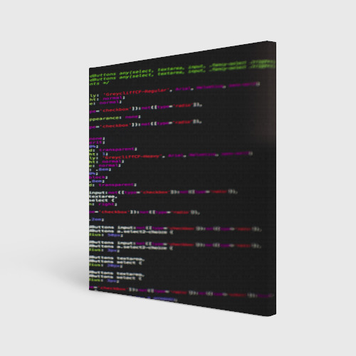 Холст квадратный Программный код, цвет 3D печать