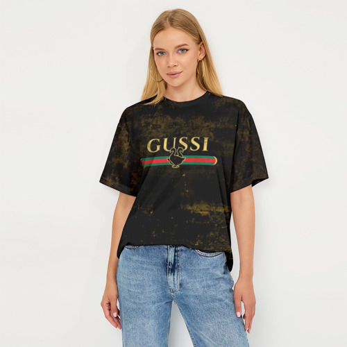 Женская футболка oversize 3D Gussi gold, цвет 3D печать - фото 5