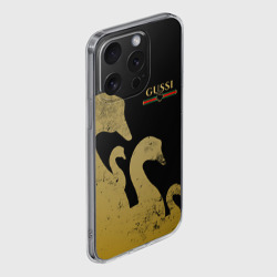 Чехол для iPhone 15 Pro силиконовый с защитой камеры Gussi gold - фото 2