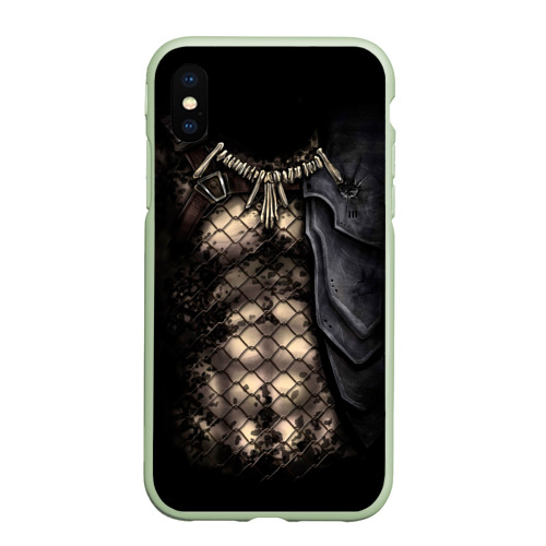 Чехол для iPhone XS Max матовый Хищник Predator обличие, цвет салатовый