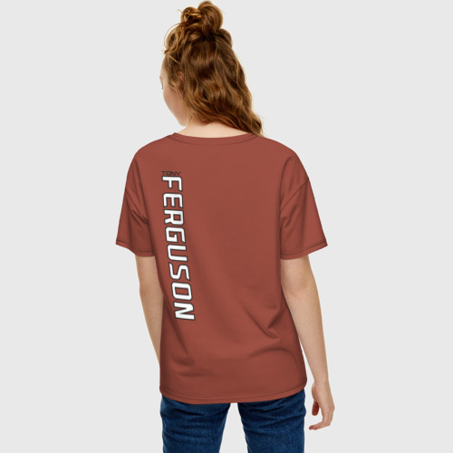 Женская футболка хлопок Oversize Tony Ferguson art, цвет кирпичный - фото 4
