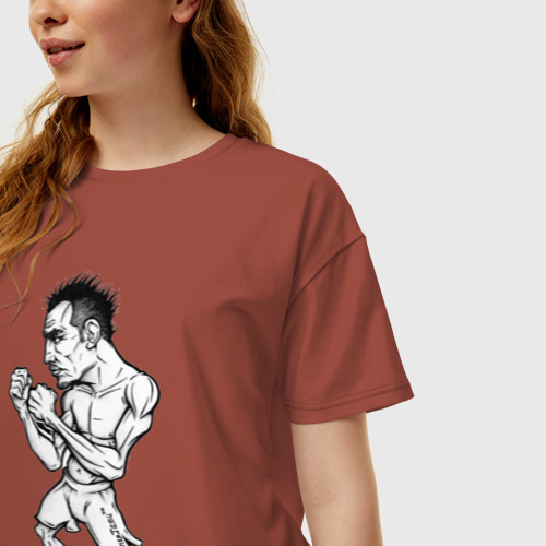 Женская футболка хлопок Oversize Tony Ferguson art, цвет кирпичный - фото 3